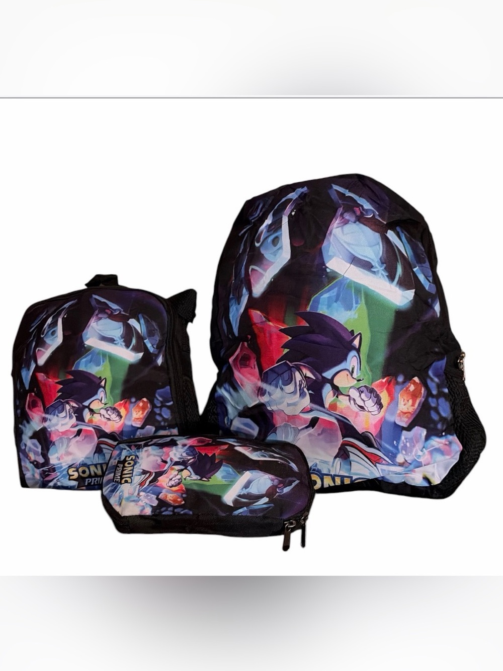 Sonic The Hedgehog Kids Black & Multi Backpack Set